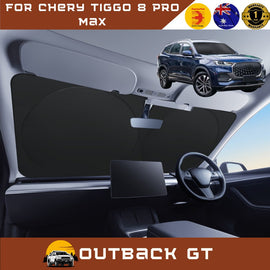 Front Windscreen Sun Shade for Chery Tiggo 8 Pro Max 2024 - Current (T31) Elite, Urban, Ultimate - Standard 150 x 85 cm - Black
