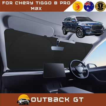 Front Windscreen Sun Shade for Chery Tiggo 8 Pro Max 2024 - Current (T31) Elite, Urban, Ultimate - Standard 150 x 85 cm - Black