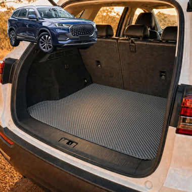 6D Diamond Car Boot Cargo Mat for Chery Tiggo 8 Pro Max 2024 - Current (T31) Elite, Urban, Ultimate - Heavy Duty Carpet Liner - All-Weather Resistance - Easy to use - Odorless Material - Black & Grey - 0