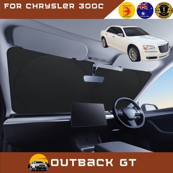 Front Windscreen Sun Shade for Chrysler 300C 2011 - Current (LD) - Standard 150 x 85 cm - Black