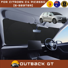 Front Windscreen Sun Shade for Citroen C4 Picasso (5-Seater) 2013 - 2022 - Standard 150 x 85 cm - Black