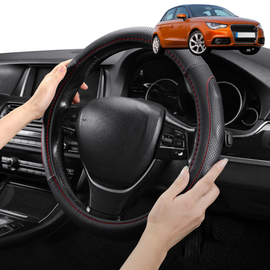 Steering Wheel Cover Pro Extra Layer for Audi A1 S1 2010-2018 (Hatch Sportback) - Breathable & Anti-Slip - D-Shape 38 cm