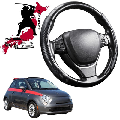 Black Samurai Segmented Steering Wheel Cover for FIAT 500 500c 2007 - 2012