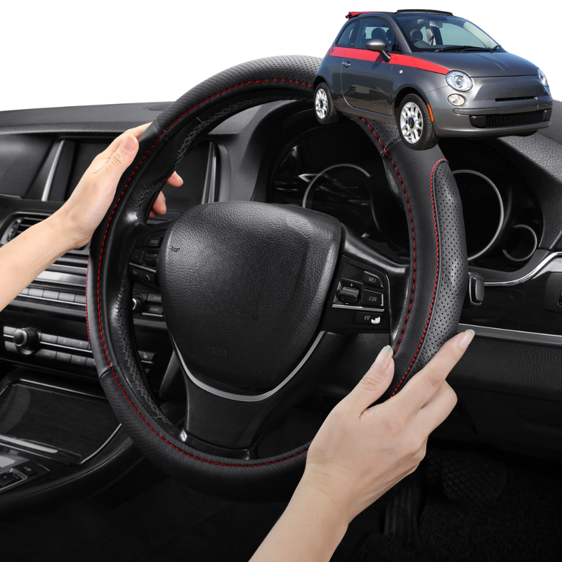 Steering Wheel Cover Pro Extra Layer for FIAT 500 500c 2007 - 2012 - Breathable & Anti-Slip