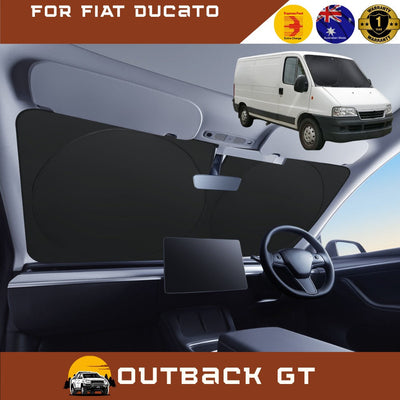 Front Windscreen Sun Shade for FIAT Ducato 2006 - Current - XL 160 x 100 cm - Black