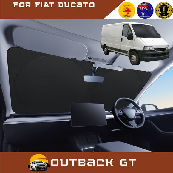 Front Windscreen Sun Shade for FIAT Ducato 2006 - Current - XL 160 x 100 cm - Black