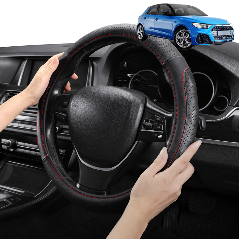 Steering Wheel Cover Pro Extra Layer for Audi A1 S1 2019 - Current (Hatch Sportback) - Breathable & Anti-Slip - D-Shape 38 cm