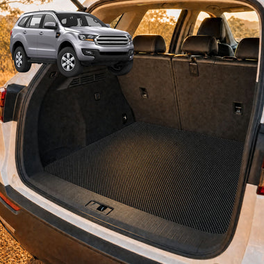 6D Diamond Car Boot Cargo Mat for Ford Everest 2015 - 2021 UA - Heavy Duty Carpet Liner - All-Weather Resistance - Easy to use - Odorless Material - Black & Grey