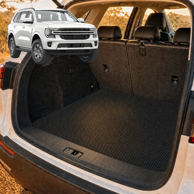 6D Diamond Car Boot Cargo Mat for Ford Everest 2022 - Current UA - Heavy Duty Carpet Liner - All-Weather Resistance - Easy to use - Odorless Material - Black & Grey