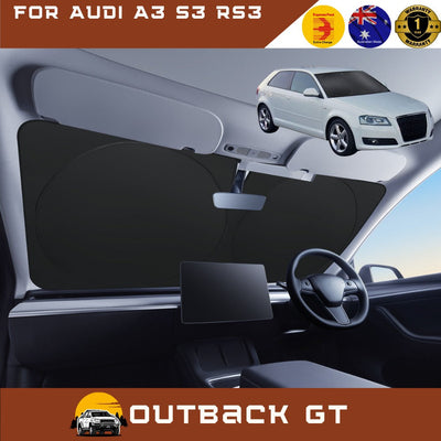 Front Windscreen Sun Shade for Audi A3 S3 RS3 2003 - 2013 (8P) - Standard 150 x 85 cm - Black