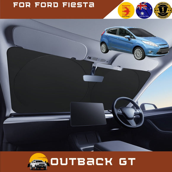 Front Windscreen Sun Shade for Ford Fiesta 2008 - 2018 (WT WZ) - Standard 150 x 85 cm - Black