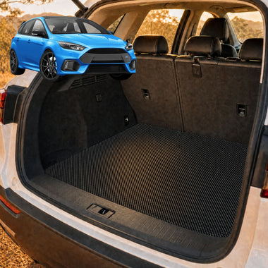 6D Diamond Car Boot Cargo Mat for Ford Focus 2011 - 2018 LS, LW,LW MKII, LZ - Heavy Duty Carpet Liner - All-Weather Resistance - Easy to use - Odorless Material - Black & Grey
