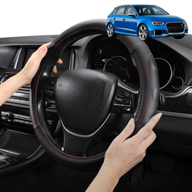 Steering Wheel Cover Pro Extra Layer for Audi A3 S3 RS3 2013-2020 - Breathable & Anti-Slip - D-Shape 38 cm
