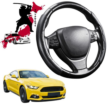 Black Samurai Segmented Steering Wheel Cover for Ford Mustang 2015 - 2024 (S550)