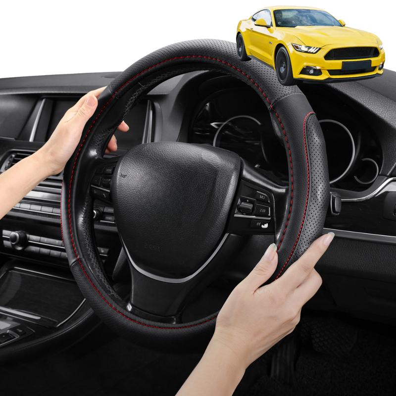 Steering Wheel Cover Pro Extra Layer for Ford Mustang 2015-2024 (S550) - Breathable & Anti-Slip - D-Shape 38 cm
