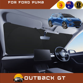 Front Windscreen Sun Shade for Ford Puma 2019 - Current JK - Standard 150 x 85 cm - Black