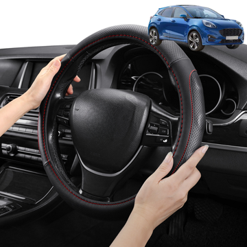 Steering Wheel Cover Pro Extra Layer for Ford Puma 2019 - Current JK - Breathable & Anti-Slip - D-Shape 38 cm