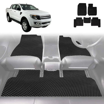 6D Diamond Car Floor Mats for Ford Ranger 2012 - 2015 (PX Dual Cab Ute) - Custom-Fit Carpet Liner