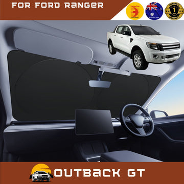 Front Windscreen Sun Shade for Ford Ranger 2012 - 2015 (PX Dual Cab Ute) - Standard 150 x 85 cm - Black