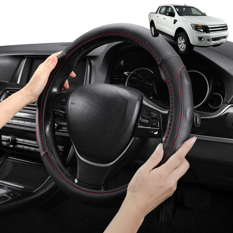 Steering Wheel Cover Pro Extra Layer for Ford Ranger 2012-2015 (PX Dual Cab Ute) - Breathable & Anti-Slip - Circle 38 cm