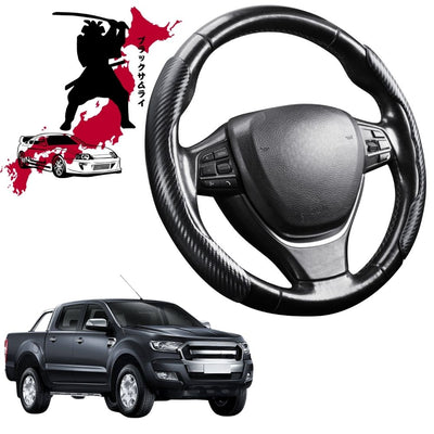 Black Samurai Segmented Steering Wheel Cover for Ford Ranger 2015 - 2018 (PX2 Dual Cab Ute)