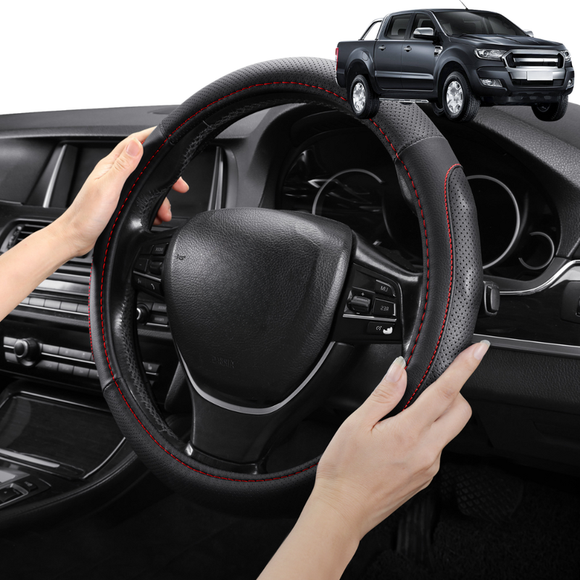 Steering Wheel Cover Pro Extra Layer for Ford Ranger 2015-2018 (PX2 Dual Cab Ute) - Breathable & Anti-Slip - Circle 38 cm