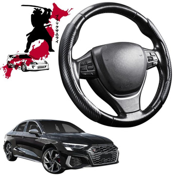 Black Samurai Segmented Steering Wheel Cover for Audi A3 S3 RS3 2013 - 2021 8V