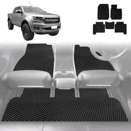 6D Diamond Car Floor Mats for Ford Ranger 2018 - 2022 (PX3 Dual Cab Ute) - Custom-Fit Carpet Liner