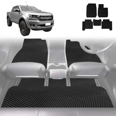 6D Diamond Car Floor Mats for Ford Ranger 2018 - 2022 (PX3 Dual Cab Ute) - Custom-Fit Carpet Liner