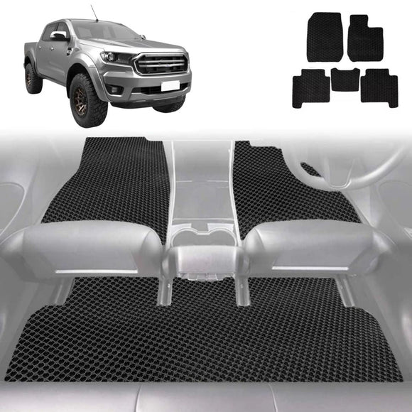 6D Diamond Car Floor Mats for Ford Ranger 2018 - 2022 (PX3 Dual Cab Ute) - Custom-Fit Carpet Liner