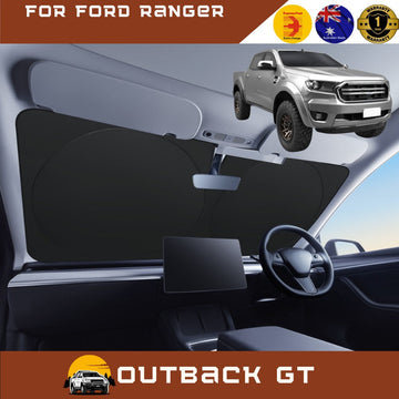 Front Windscreen Sun Shade for Ford Ranger 2018 - 2022 (PX3 Dual Cab Ute) - Standard 150 x 85 cm - Black