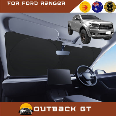 Front Windscreen Sun Shade for Ford Ranger 2018 - 2022 (PX3 Dual Cab Ute) - Standard 150 x 85 cm - Black