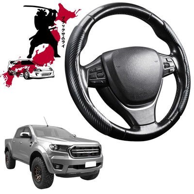 Black Samurai Segmented Steering Wheel Cover for Ford Ranger 2018 - 2022 (PX3 Dual Cab Ute)
