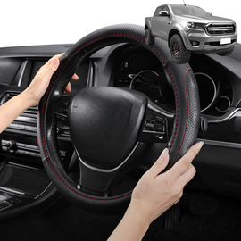 Steering Wheel Cover Pro Extra Layer for Ford Ranger 2018-2022 (PX3 Dual Cab Ute) - Breathable & Anti-Slip - Circle 38 cm