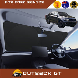 Front Windscreen Sun Shade for Ford Ranger 2022 - Current PX Mk3 - Standard 150 x 85 cm - Black