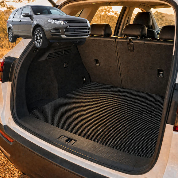 6D Diamond Car Boot Cargo Mat for Ford Territory 2011 - 2016 SZ - Heavy Duty Carpet Liner - All-Weather Resistance - Easy to use - Odorless Material - Black & Grey