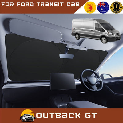 Front Windscreen Sun Shade for Ford Transit Cab 2014 - Current VO - XL 160 x 100 cm - Black