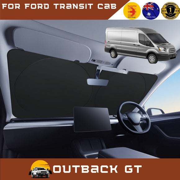 Front Windscreen Sun Shade for Ford Transit Cab 2014 - Current VO - XL 160 x 100 cm - Black