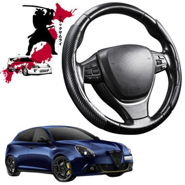 Black Samurai Segmented Steering Wheel Cover for Alfa Romeo Giulietta Auto 2010 - 2020