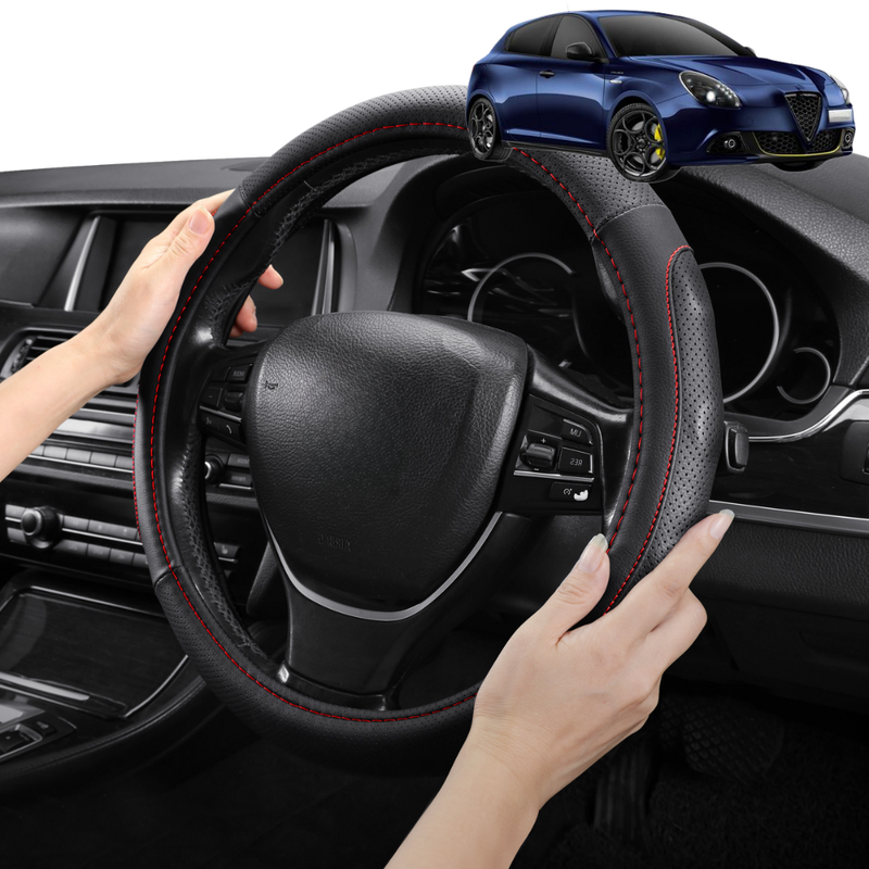 Steering Wheel Cover Pro Extra Layer for Alfa Romeo Giulietta Auto 2010-2020 - Breathable & Anti-Slip - Circle 38 cm