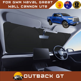 Front Windscreen Sun Shade for GWM Haval Great Wall Cannon Ute 2019 - Current NPW - Standard 150 x 85 cm - Black