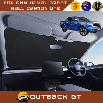 Front Windscreen Sun Shade for GWM Haval Great Wall Cannon Ute 2019 - Current NPW - Standard 150 x 85 cm - Black