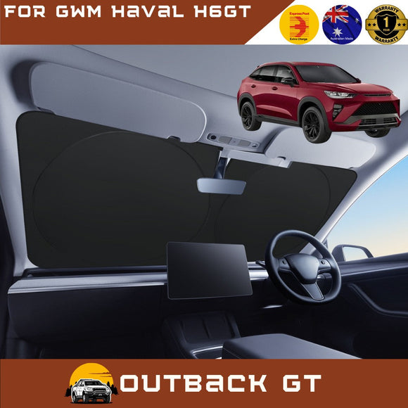 Front Windscreen Sun Shade for GWM Haval H6GT 2021 - Current (Coupe) - Standard 150 x 85 cm - Black