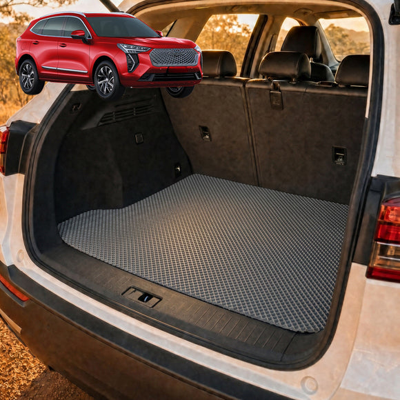 6D Diamond Car Boot Cargo Mat for GWM Haval Jolion 2020 - Current A01 - Heavy Duty Carpet Liner - All-Weather Resistance - Easy to use - Odorless Material - Black & Grey