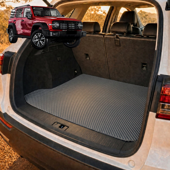 6D Diamond Car Boot Cargo Mat for GWM Haval Tank 300 2023 - Current (P01) - Heavy Duty Carpet Liner - All-Weather Resistance - Easy to use - Odorless Material - Black & Grey