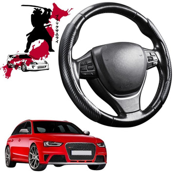 Black Samurai Segmented Steering Wheel Cover for Audi A4 S4 RS4 2008 - 2015 (B8)