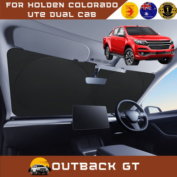 Front Windscreen Sun Shade for Holden Colorado Ute Dual Cab 2012 - 2020 VE, VF - Standard 150 x 85 cm - Black