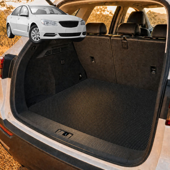 6D Diamond Car Boot Cargo Mat for Holden Commodore 2013 - 2017 (VF) - Heavy Duty Carpet Liner - All-Weather Resistance - Easy to use - Odorless Material - Black & Grey