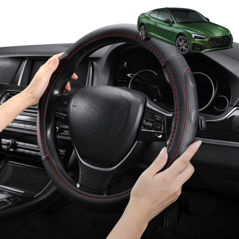 Steering Wheel Cover Pro Extra Layer for Audi A5 S5 RS5 2017 - Current F5 - Breathable & Anti-Slip - D-Shape 38 cm