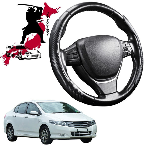 Black Samurai Segmented Steering Wheel Cover for Honda City 2007 - 2014 GM2, GM3